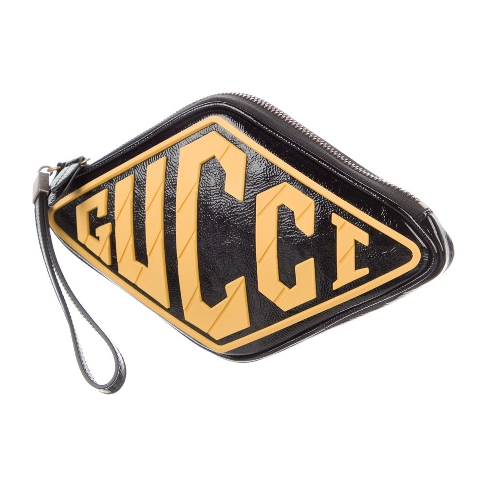 GUCCI Patent Leather Black/Yellow Wristlet - Picture 5 of 5